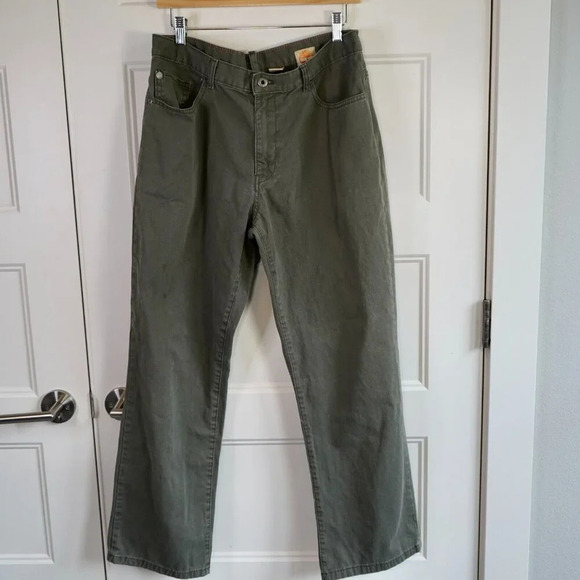 Timberland Men's Pants Green 100% Cotton Size 34x30 - Picture 2 of 8